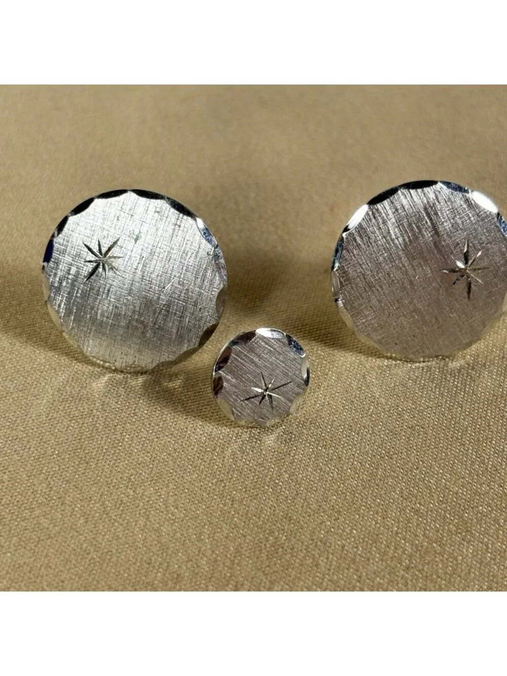 Vintage Signed Sterling Silver Starburst Etched Cufflinks Set A5